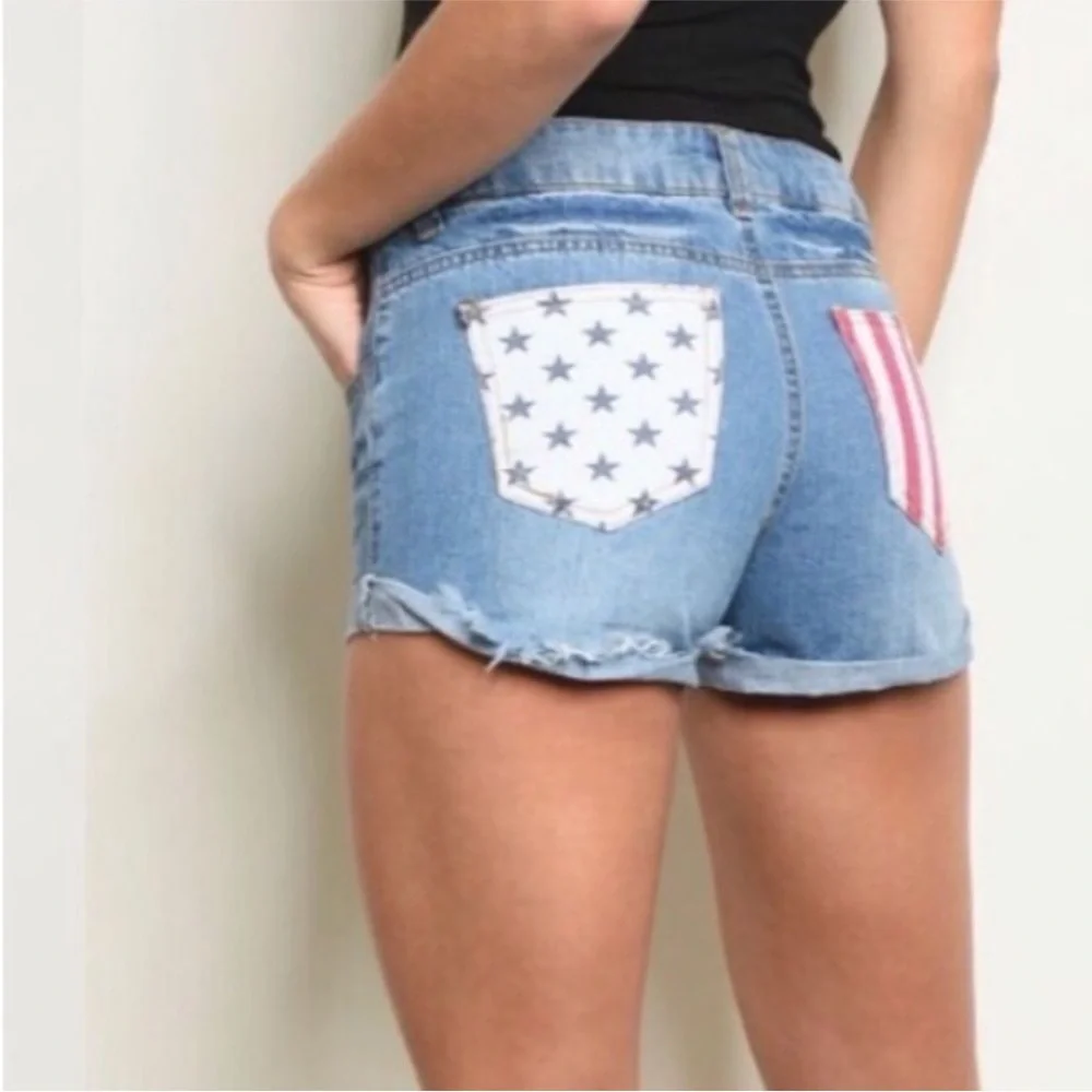 Flag pocket denim Shorts